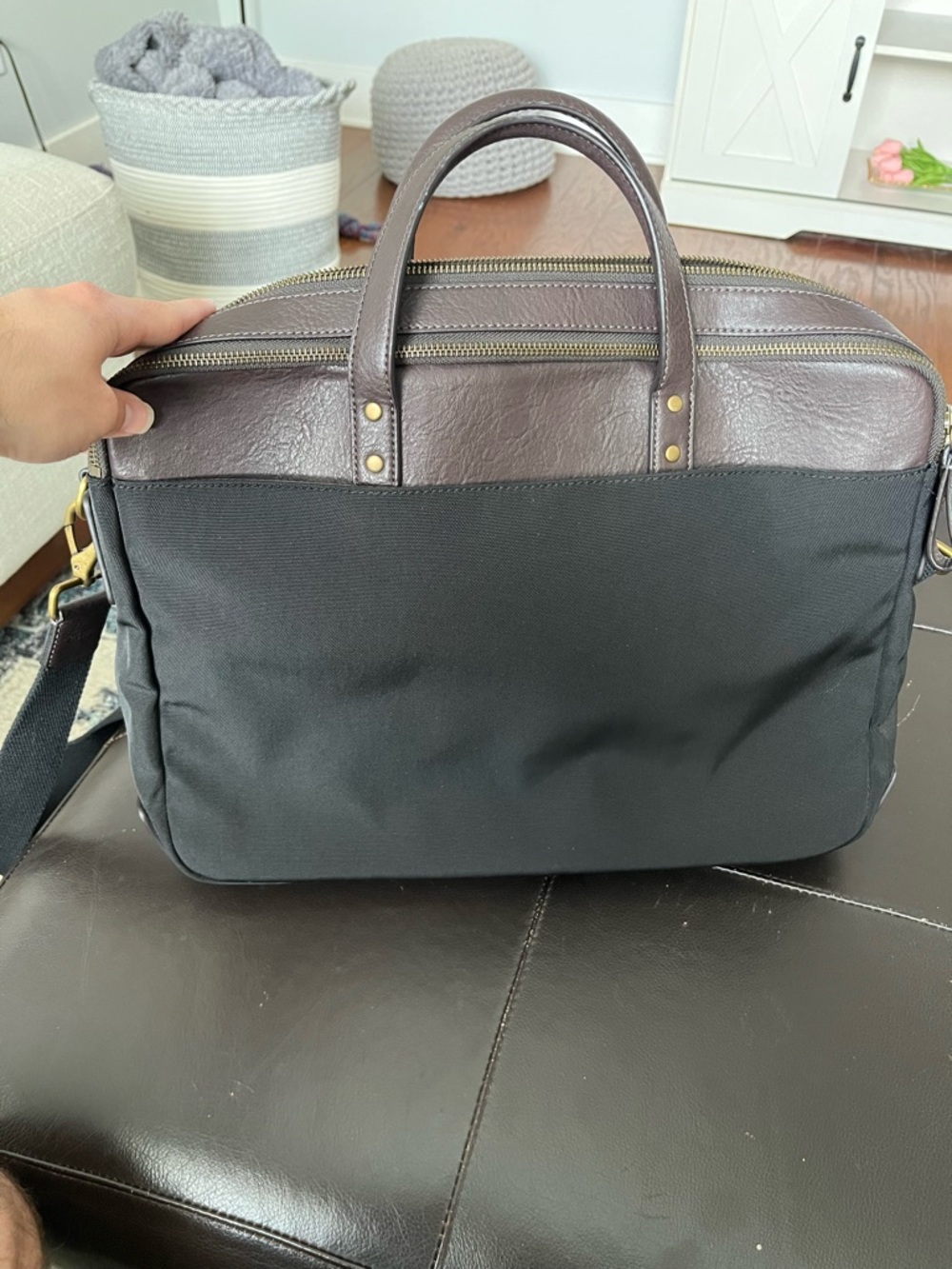 Fossil Haskell double zip workbag